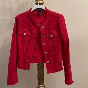 Red jean jacket